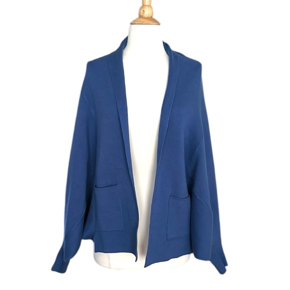 J. JILL Pure Jill Double Knit Blue Cardigan Dolman Sleeve Oversized Open Size M - Picture 5 of 15